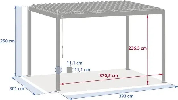 Ръчна пергола Hesperide Evora, Алуминий с дървесен ефект, 4x3 m
