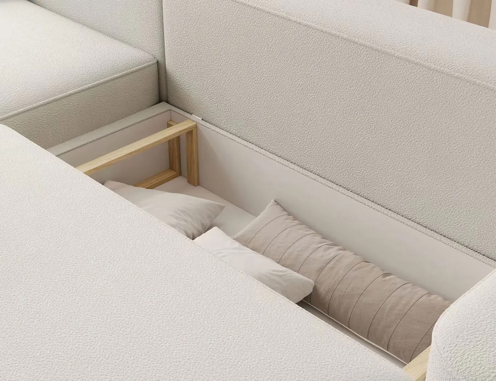 Ъглов диван Luxora-Светло бежов-ляв