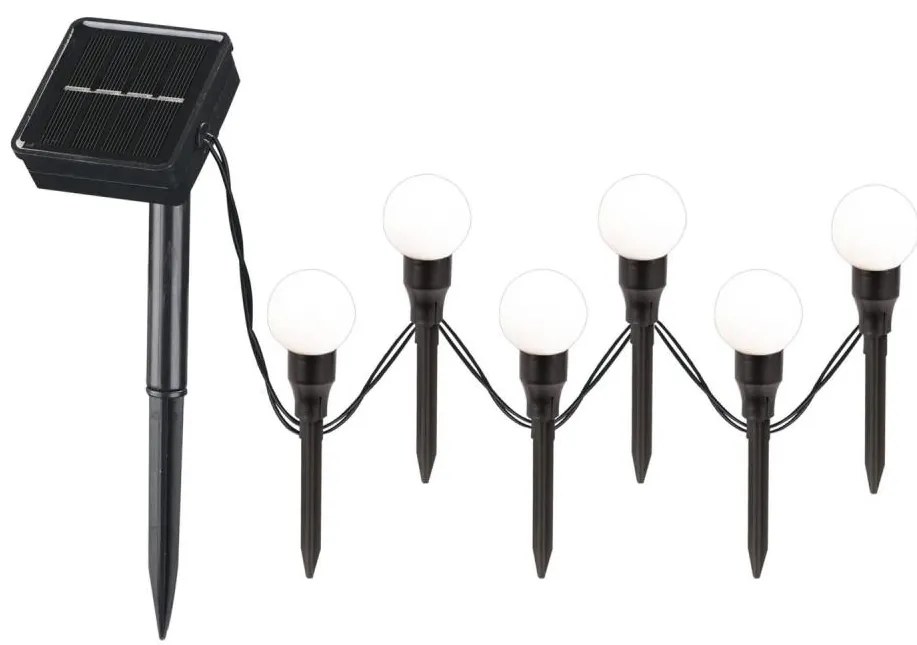 LED Соларна лампа KULKI 6xLED/1,2V 600 mAh 4,3 m IP44 черен/бял