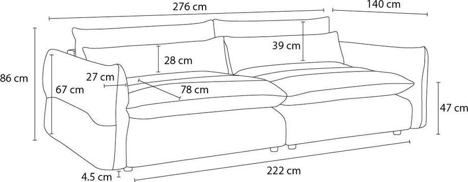 Черен шенилов диван 276 cm Neil – Bobochic Paris