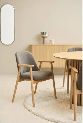 РОДЭРИЦ Кафяво Таупе (тъкан Монза 40)/рамка от лакиран дъб - ДЪРВЕН СТОЛ БУКЛЕ ЗА ВСЕКИДНЕВНА ТРАПЕЗАРИЯ КУХНЯ РЕТРО