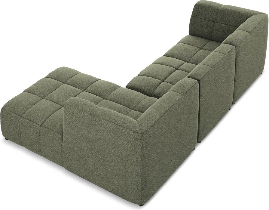 Зелен ъглов диван от прежда с примки от букле (десен ъгъл) Aloha – Makamii