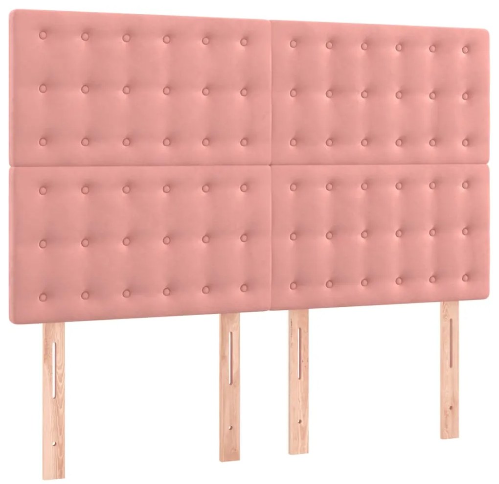3116819 vidaXL Табла за легло, розова, 144x5x118/128 см, кадифе