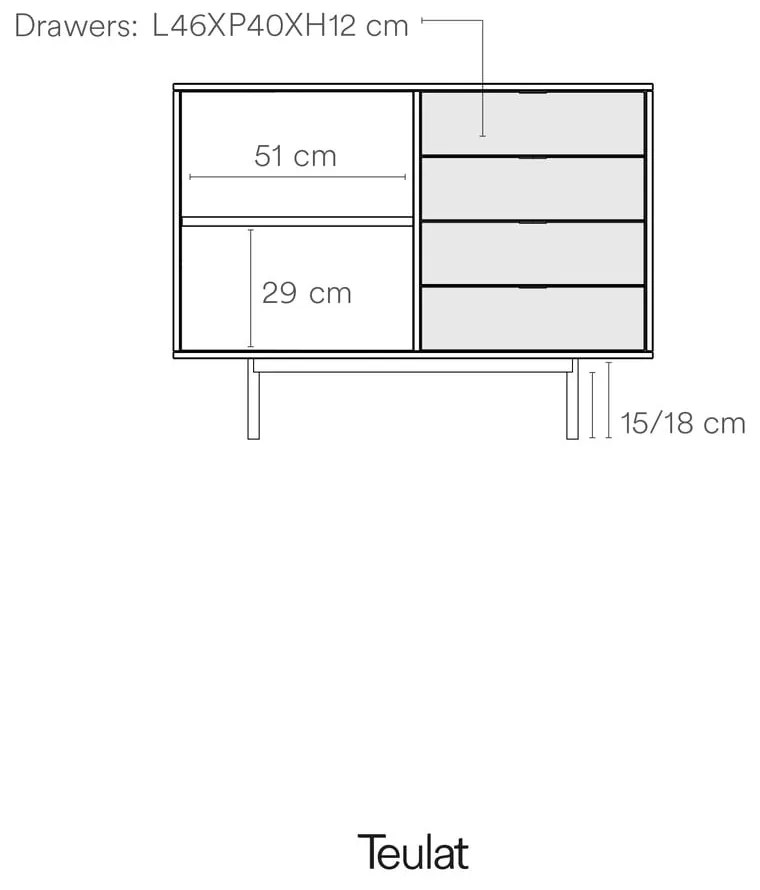 Бял нисък скрин от дъб 108x80 cm Sierra - Teulat