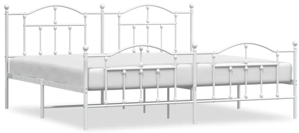353513 vidaXL Метална рамка за легло с горна и долна табла, бяла, 200x200 см