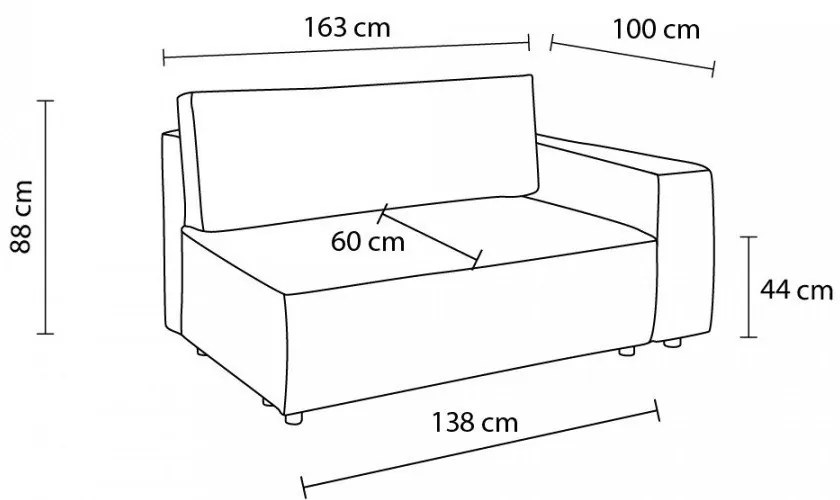 Кремав модул за диван от велур, ляв ъгъл Nihad modular - Bobochic Paris