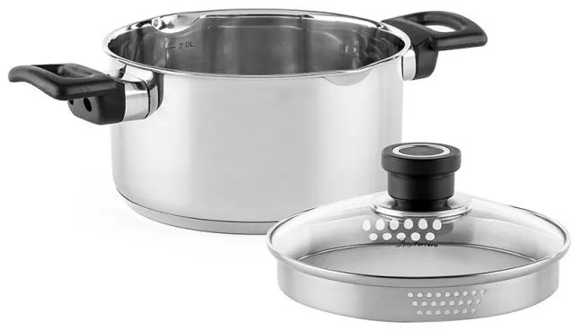 Тенджера Luigi Ferrero Sophia FR-3402, 18x10 см, 2.3 л, Стомана 18/10, Стъклен капак, Индукция, Инокс