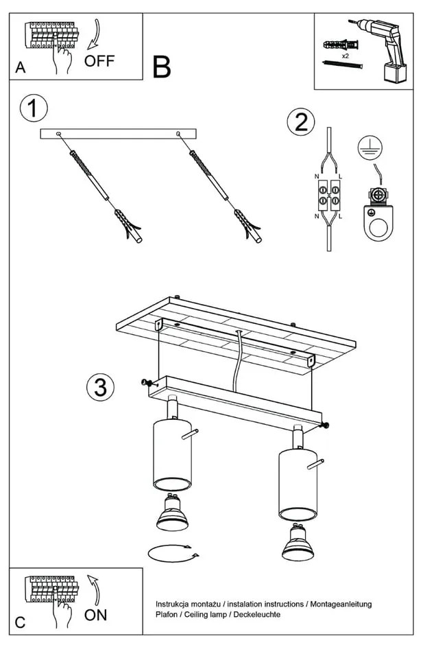 Прожектор в тухлен цвят 6x30 cm Etna – Sollux