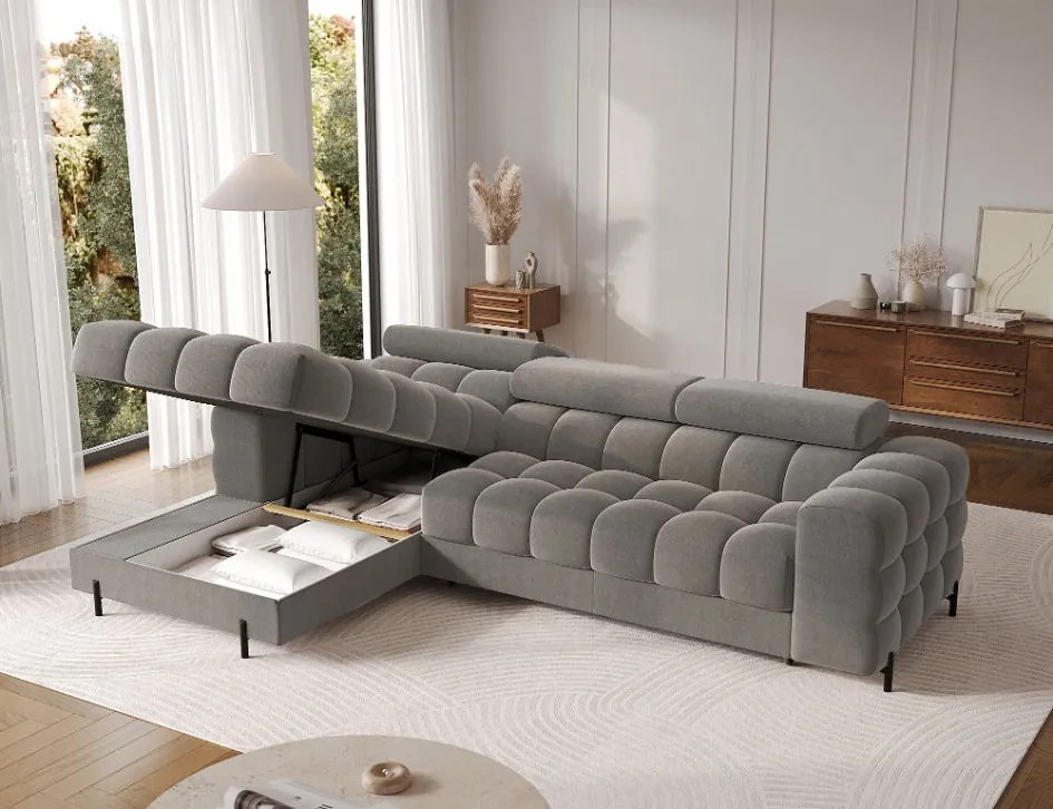 Ъглов диван Freyia-Тъмносив-Ляв