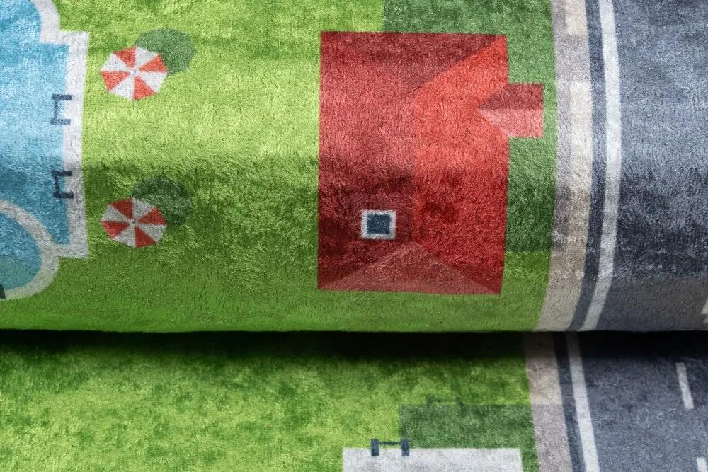 Детски килим с мотив на зелен град Ширина: 140 см | Дължина: 200 см