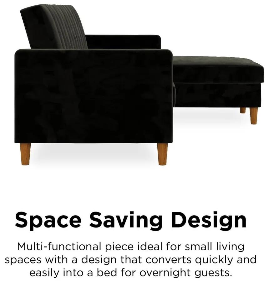 Черен разтегателен диван с кадифена повърхност и място за съхранение Celine - Støraa