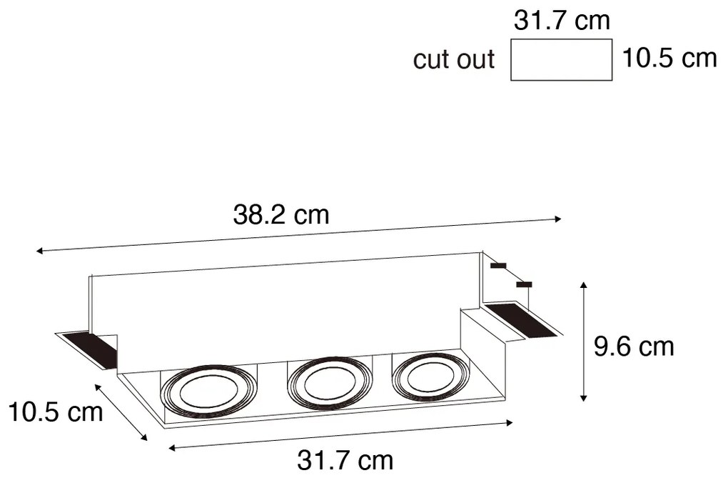 Вграден прожектор бял GU10 AR70 без рамка 3-светлина - Oneon