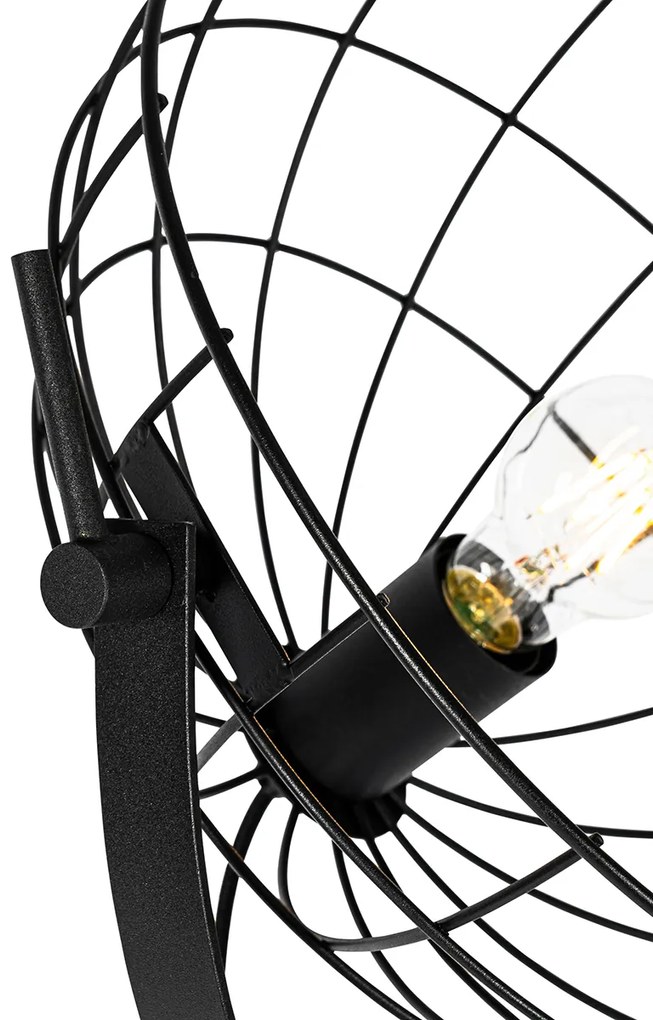 Индустриална подова лампа черна 35 см регулируема - Hanze