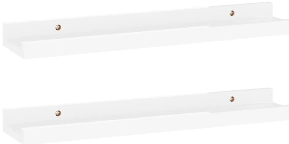 326648 vidaXL Стенни рафтове, 2 бр, бял гланц, 40x9x3 см