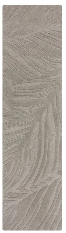 Светлосив вълнен килим 60x230 cm Lino Leaf - Flair Rugs