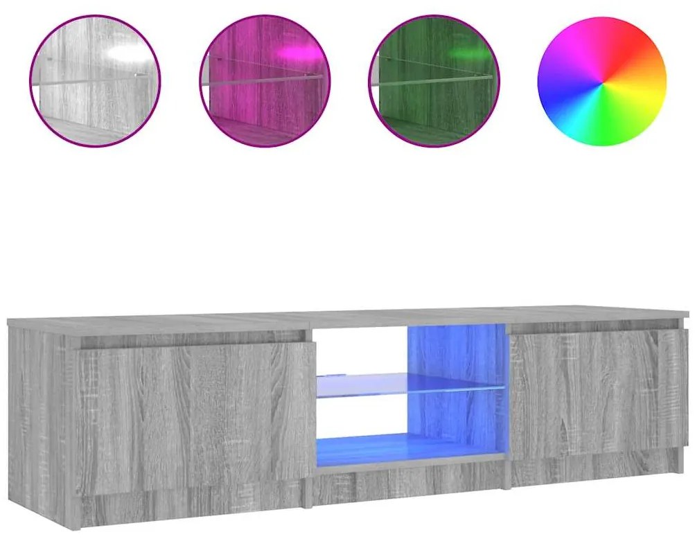 822682 vidaXL ТВ шкаф с LED осветление, сив сонома, 140x40x36 см