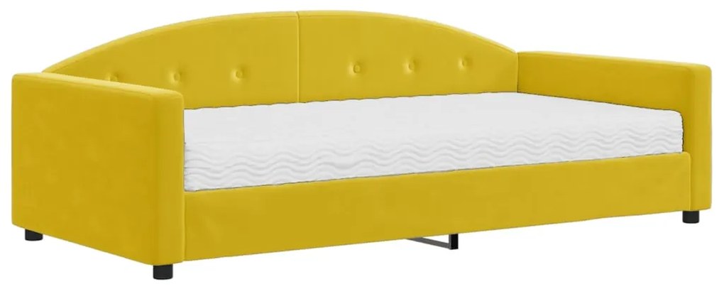 3197289 vidaXL Канапе с матрак, жълто, 100x200 см, кадифе