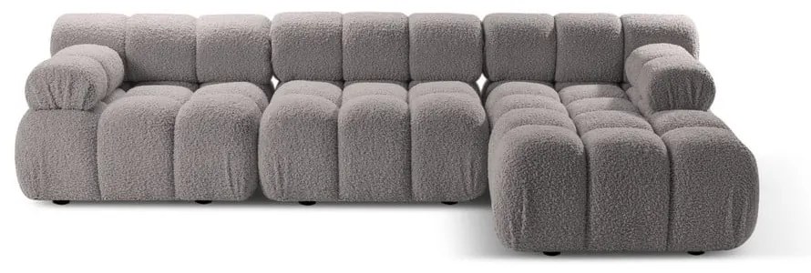 Светлосив модулен ъглов диван от букле (десен ъгъл) Bellis – Micadoni Home