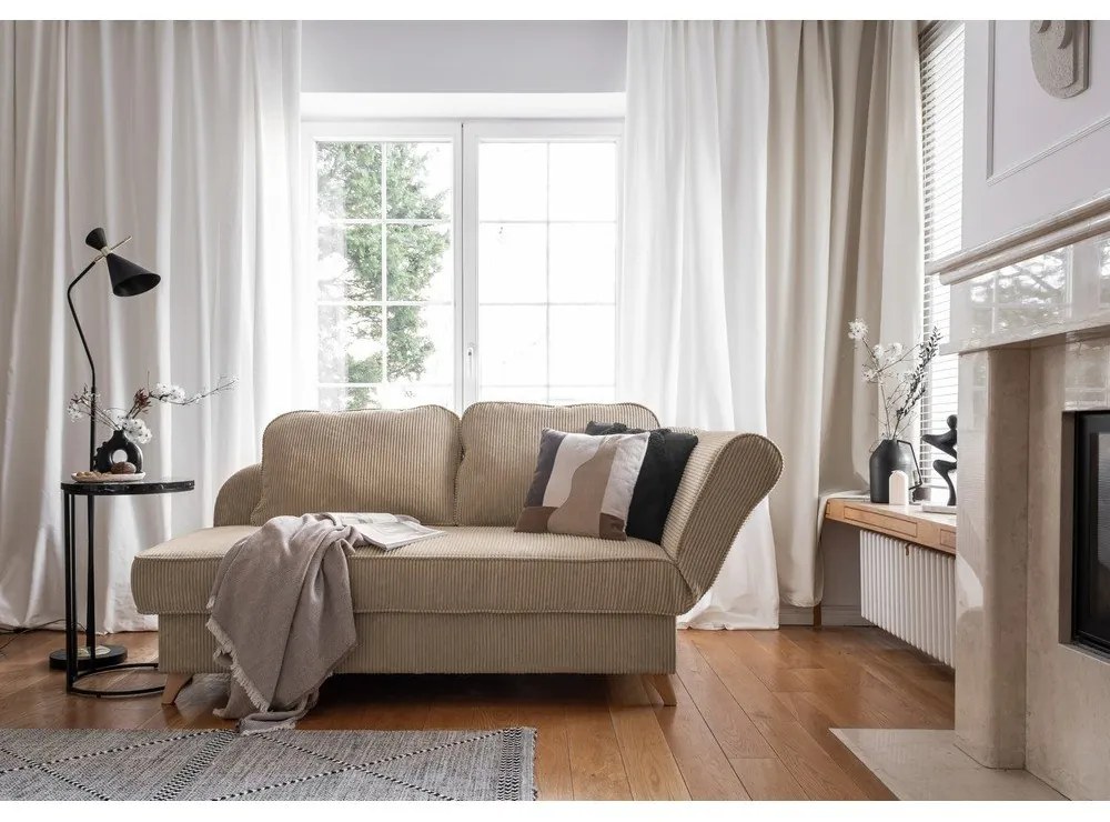 Кафяво-сив шезлонг от рипсено кадифе (десен ъгъл) Chic Charlotte – Miuform