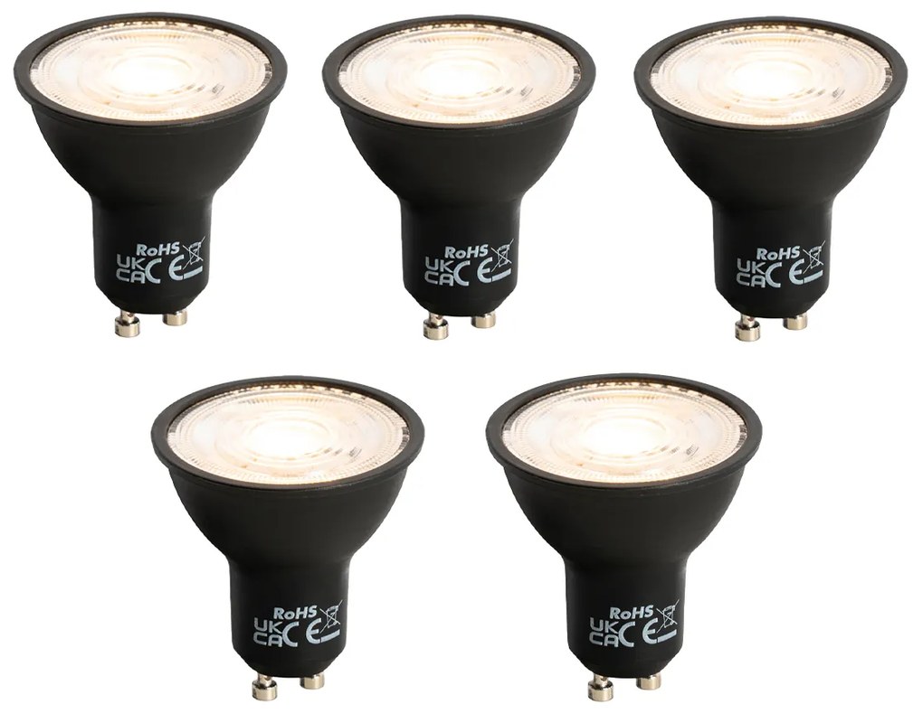 Комплект от 5 GU10 LED лампа черна 7W 610 lm 3000K