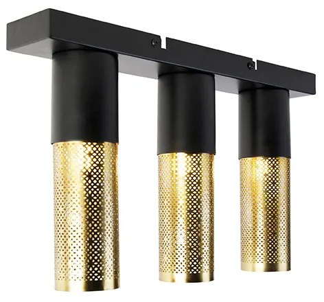 Индустриален плафон черен със злато овал 3-светлина - Raspi