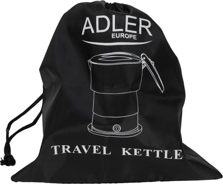 Туристическа ел.кана Adler AD 1377, 600W, 0.6 л, Сгъваем силиконов корпус, Защита от прегряване, Светлинен индикатор, Бял