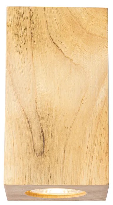 Рустикална стенна лампа дърво квадратна 2-светлина - Sandy