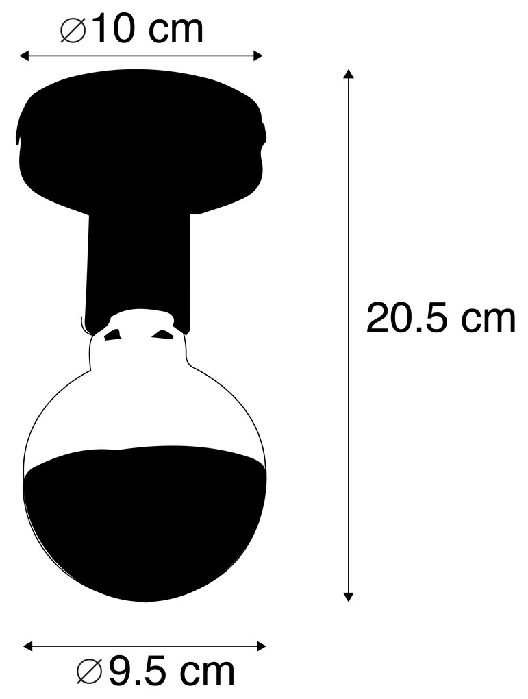 Дизайнерска таванна лампа черна с G95 рефлектор черен - Facile