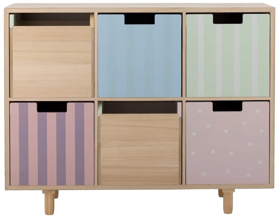 Нисък детски скрин от масивна пауловния в естествен цвят 25,5x88,5 cm Calle – Bloomingville Mini