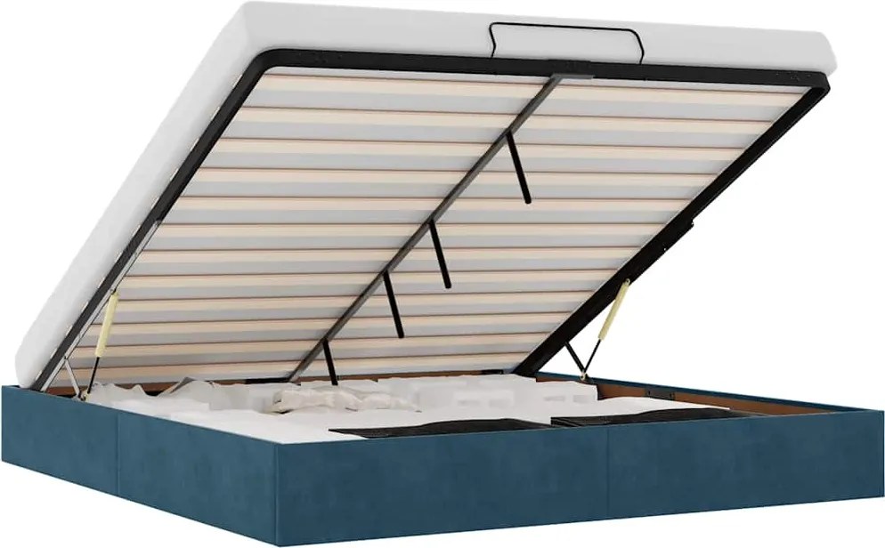 3310977 vidaXL Османска рамка за легло без матрак, тъмносиня, 160x200см кадифе