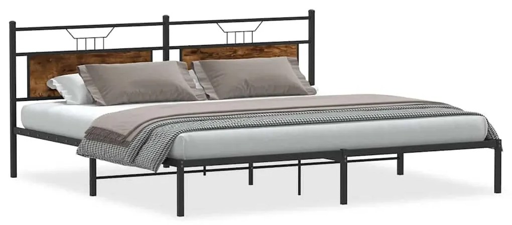 4106749 vidaXL Рамка за легло без матрак опушен дъб 193x201 см инженерно дърво