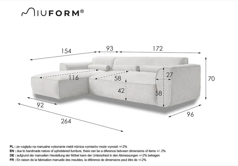 Сив ъглов диван (ляв ъгъл) Flex Felix – Miuform