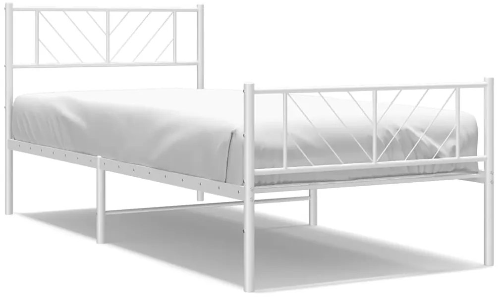 372241 vidaXL Метална рамка за легло с горна и долна табла, бяла, 100x200 см