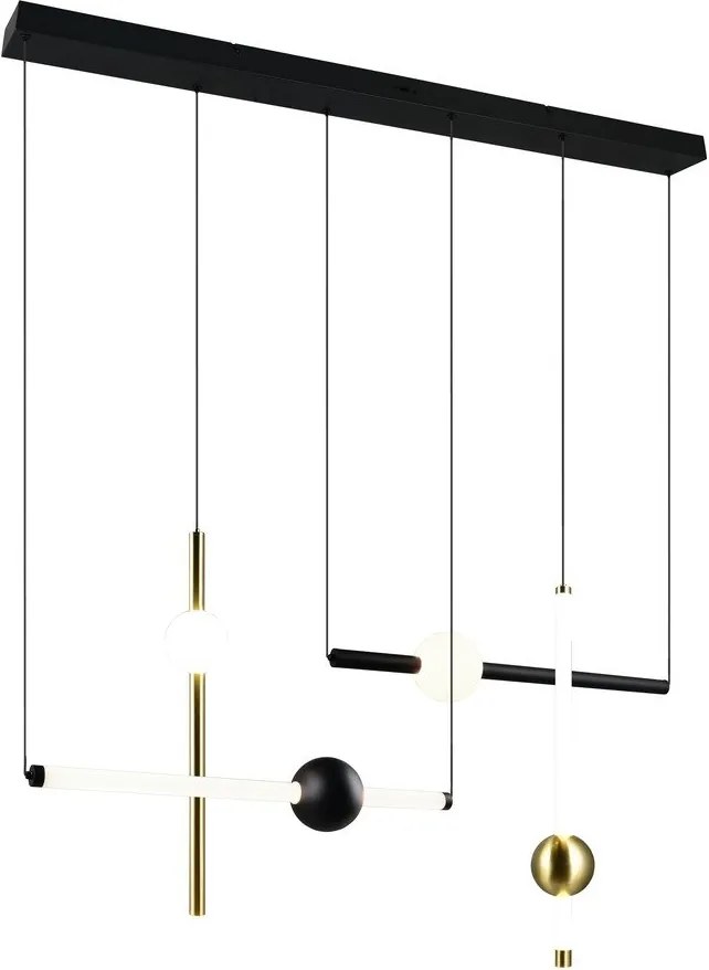 Черно/ в златист цвят LED затъмняващо се висящо осветително тяло Melita – Trio
