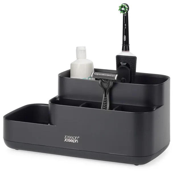 Органайзер за баня Joseph Joseph EasyStore 70600, 5 отделения, 24.9х12 см, Неплъзгаща се основа, Черен