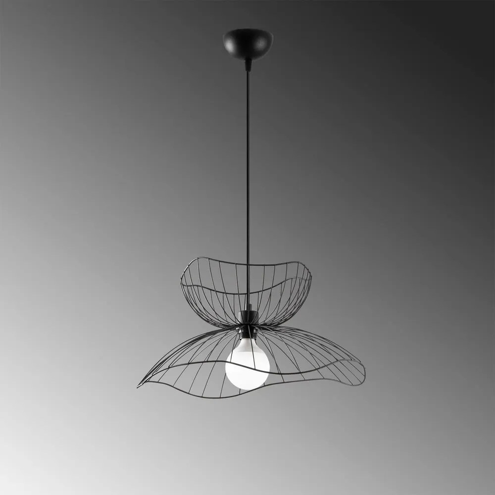 Черно висящо осветително тяло с метален абажур ø 50 cm Farac – Opviq lights