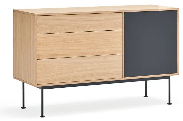 Антрацитно сив скрин с дъбов фурнир, ширина 128 см Yoko - Teulat