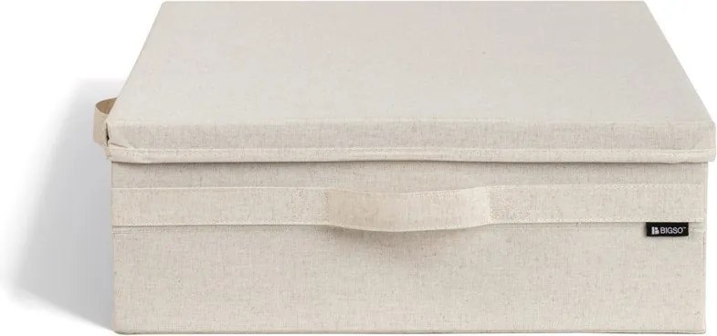 Бежова текстилна кутия за съхранение с капак 46x56x16 cm Soft Storage Low – Bigso