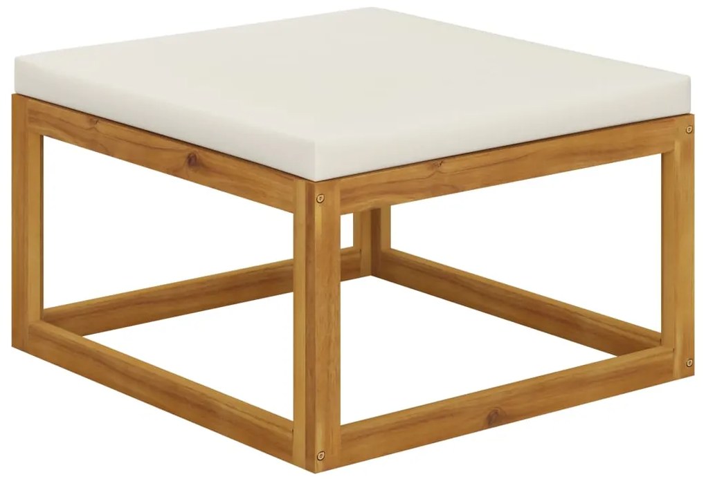 311865 vidaXL Табуретка, кремава възглавница, акациево дърво масив
