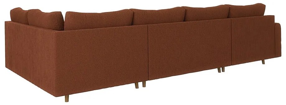 Ъглов диван от рипсено кадифе в тухлен цвят (ляв ъгъл) Ariella – Ropez