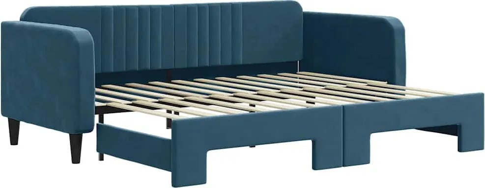 3197062 vidaXL Канапе с изтеглящо разтегателно легло синьо 90x200 см кадифе