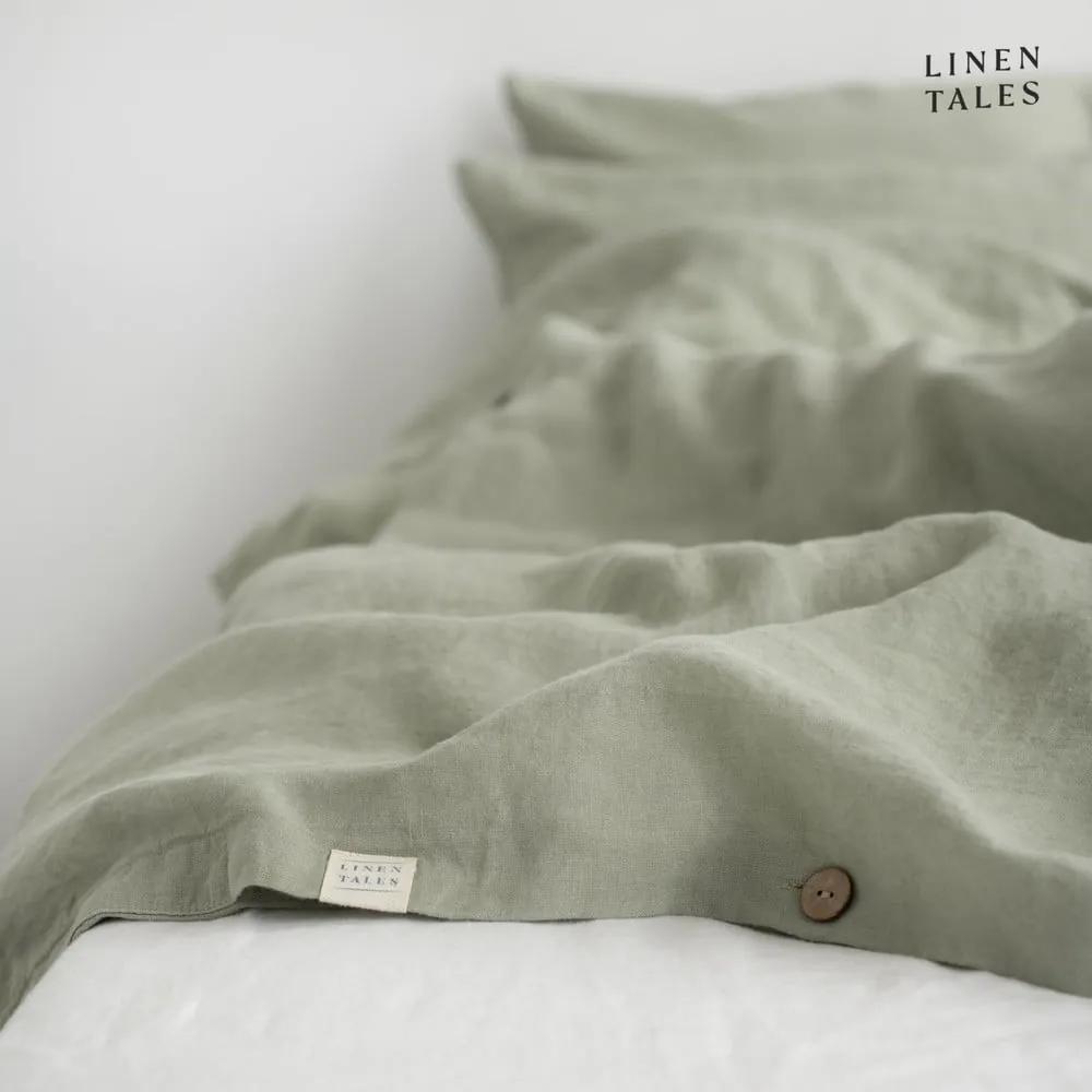 Светлозелен ленен чаршаф за двойно легло 200x220 cm - Linen Tales