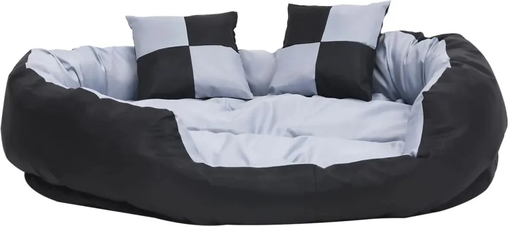 Реверсивно и миещо се кучешко легло, сиво и черно, 110x80x23 см