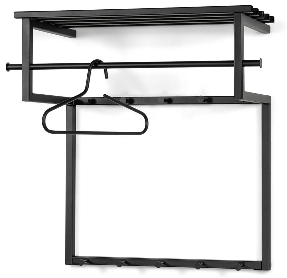 Черна метална стенна закачалка с рафт 76 cm Rizzoli – Spinder Design