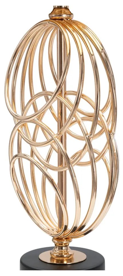 Настолна лампа с текстилен абажур в черно и златисто (височина 58,5 cm) Circly - Mauro Ferretti