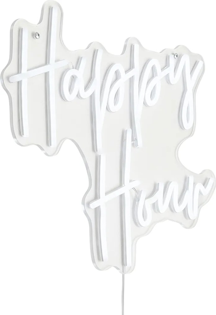Неонова стенна лампа бяла с LED - Happy Hour