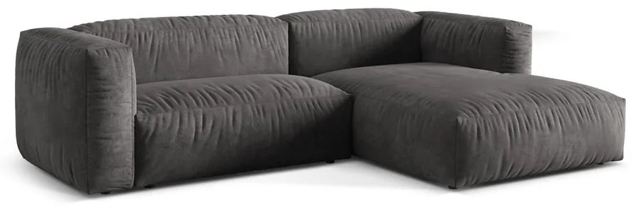 Сив кадифен модулен ъглов диван (десен ъгъл) Martina – Micadoni