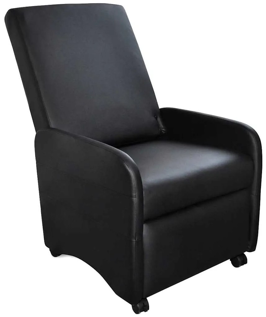 241681 vidaXL Сгъваем фотьойл, черен, изкуствена кожа