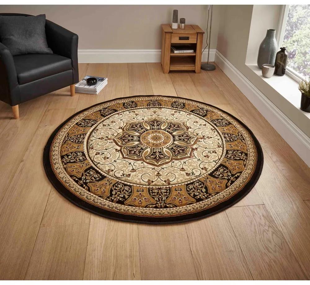 Черно-бежов кръгъл килим ø 150 cm Heritage – Think Rugs