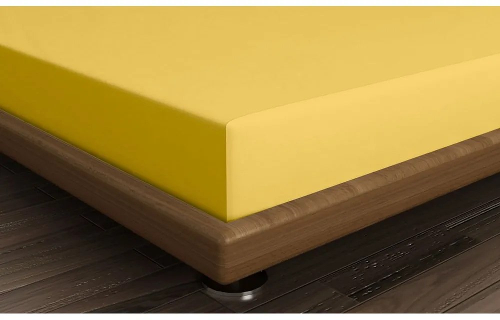Жълт еластичен памучен чаршаф 140x200 cm – Mijolnir
